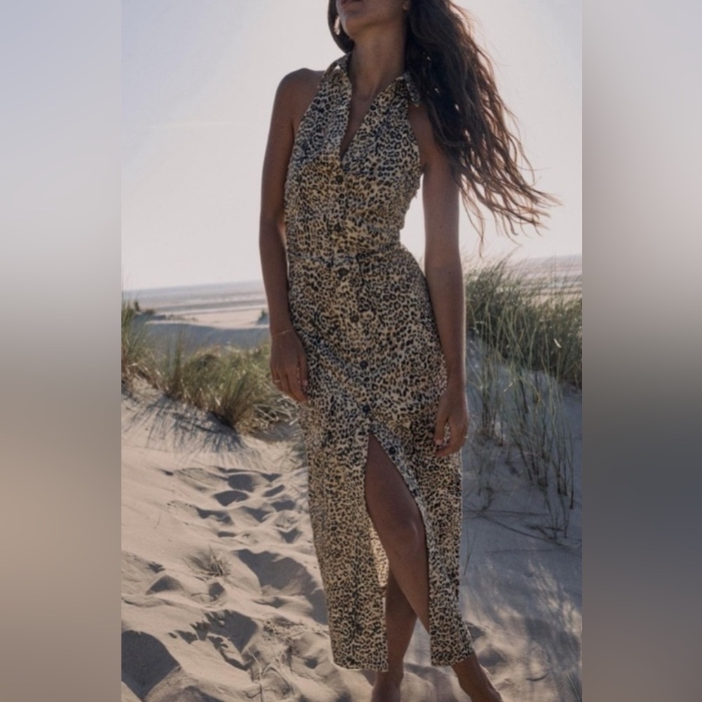 Leopard Print Halter Maxi Dress